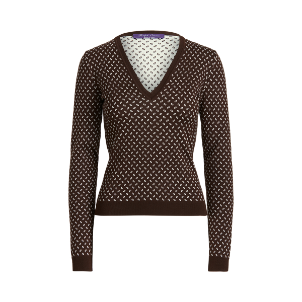 Bright Brown Silk Long-sleeve V-neck Jumper Ralph Lauren Collection 2