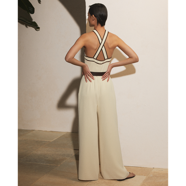 Cream Arely Crepe Cady Halter Jumpsuit Ralph Lauren Collection 6