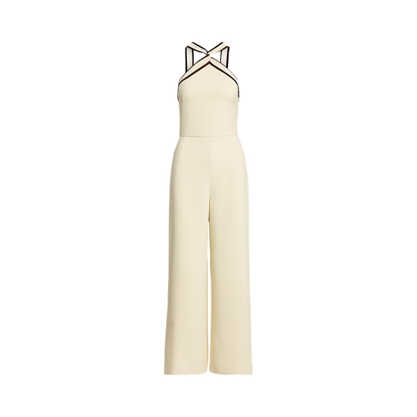 Cream Arely Crepe Cady Halter Jumpsuit Ralph Lauren Collection 2