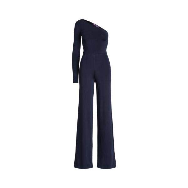 Tuta monospalla in maglia con cintura Ralph Lauren Collection in Bright Navy 2