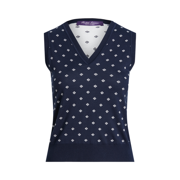 Bright Navy Silk V-Neck Sleeveless Jumper Ralph Lauren Collection 2