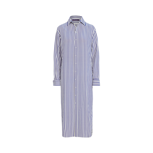 Royal Blue/White Graison Striped Silk Day Dress Ralph Lauren Collection 2