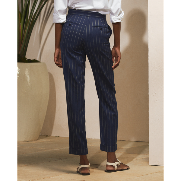Bright Navy/Cream Alycia Striped Wool Twill Trouser Ralph Lauren Collection 5
