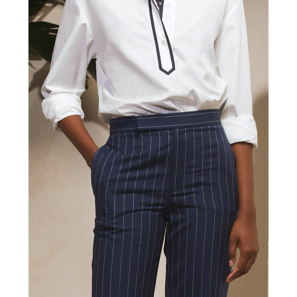 Bright Navy/Cream Alycia Striped Wool Twill Trouser Ralph Lauren Collection 6
