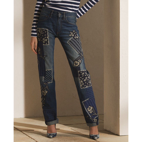 O'Connor jeans met patchwork Ralph Lauren Collection in Indigo 4