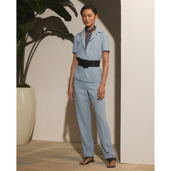 Light Blue Clarisa Crepe Cady Blouse Ralph Lauren Collection 4