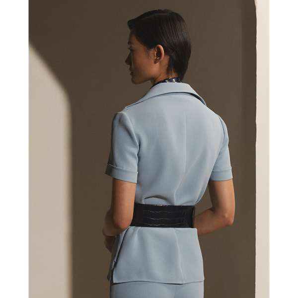Light Blue Clarisa Crepe Cady Blouse Ralph Lauren Collection 5