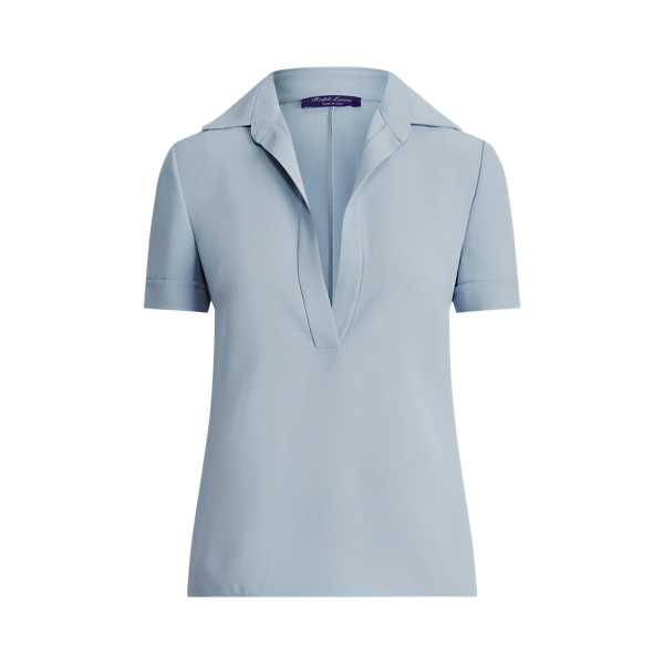Light Blue Clarisa Crepe Cady Blouse Ralph Lauren Collection 2