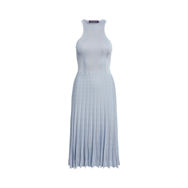 Light Blue Pleated Pointelle Jumper Day Dress Ralph Lauren Collection 2