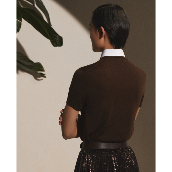 Bright Brown Collared Cashmere Short-Sleeve Jumper Ralph Lauren Collection 5