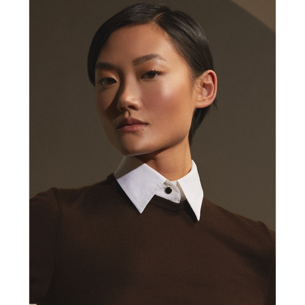 Bright Brown Collared Cashmere Short-Sleeve Jumper Ralph Lauren Collection 6