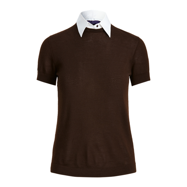 Bright Brown Collared Cashmere Short-Sleeve Jumper Ralph Lauren Collection 2