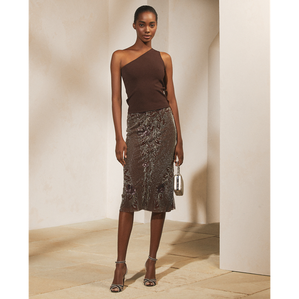 Bright Brown One-Shoulder Jumper Ralph Lauren Collection 4