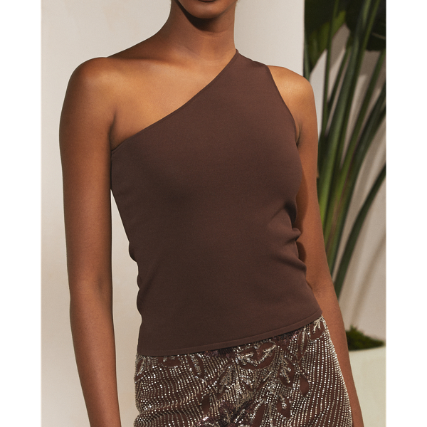 Bright Brown One-Shoulder Jumper Ralph Lauren Collection 6