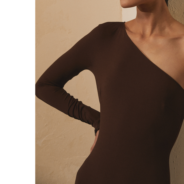 Einschultriges Abendkleid Ashtyn Ralph Lauren Collection in Espresso 6