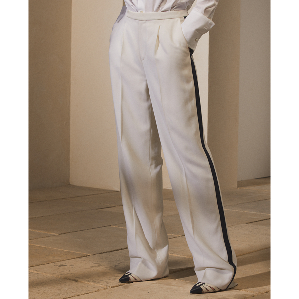 Lux Cream Woodson Wool Crepe Tuxedo Trouser Ralph Lauren Collection 4