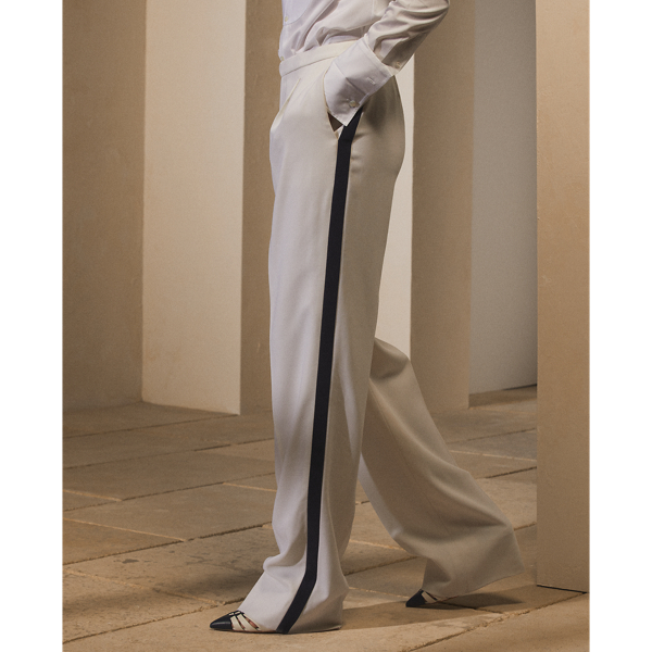 Lux Cream Woodson Wool Crepe Tuxedo Trouser Ralph Lauren Collection 5