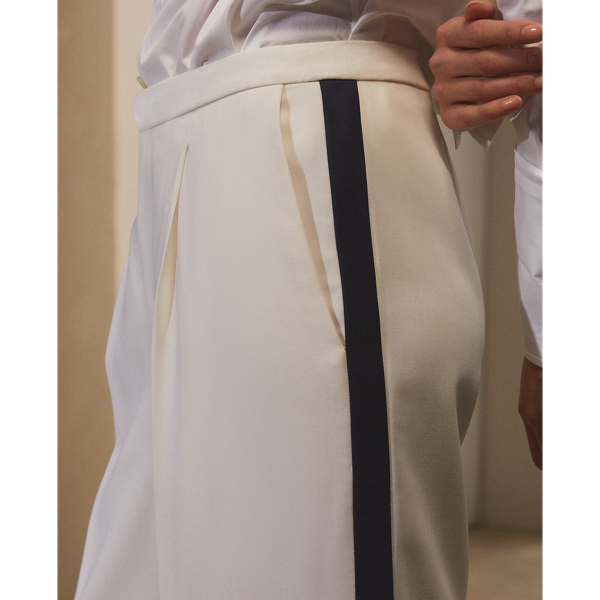 Lux Cream Woodson Wool Crepe Tuxedo Trouser Ralph Lauren Collection 7