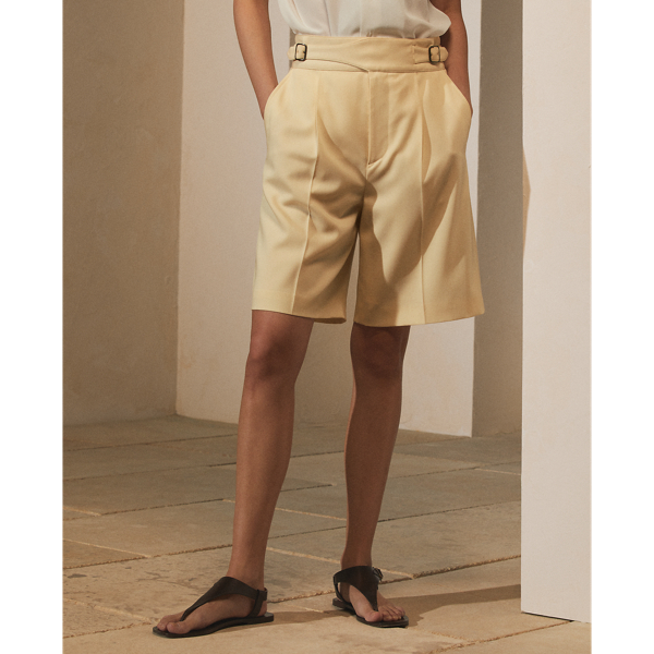 Sand Alton Belted Wool Gabardine Short Ralph Lauren Collection 3