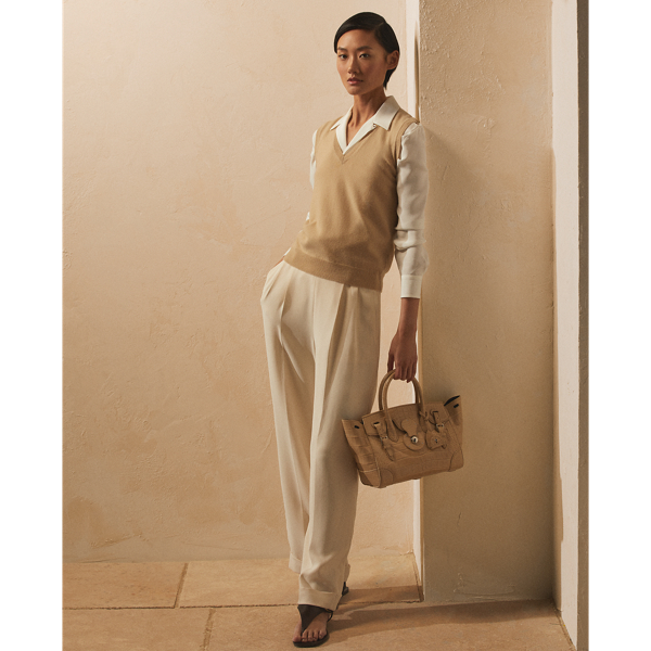 Sand Lofty Cashmere V-Neck Sleeveless Jumper Ralph Lauren Collection 4