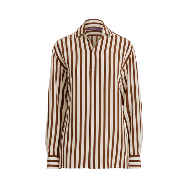 White/Brown Capri Striped Cotton Shirt Ralph Lauren Collection 2