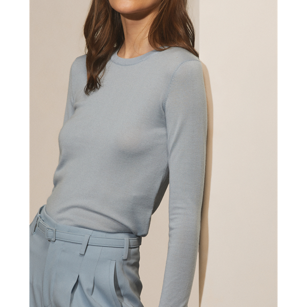 Light Blue Cashmere Crewneck Sweater Ralph Lauren Collection 6