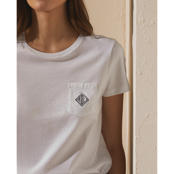 Katoenen T-shirt met zak en monogram Ralph Lauren Collection in Wit 6
