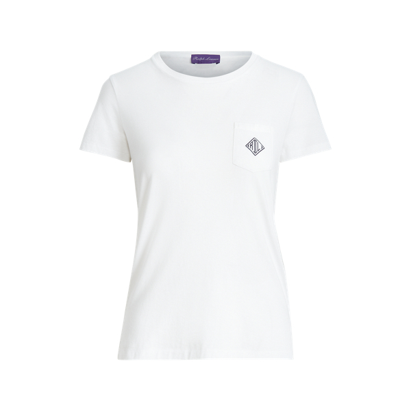 Katoenen T-shirt met zak en monogram Ralph Lauren Collection in Wit 2
