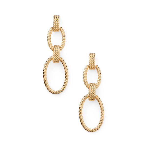Pendants d'oreilles en corde dor&eacute;s