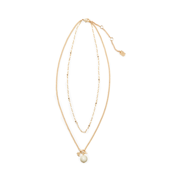 Layered Logo Faux-Pearl Necklace