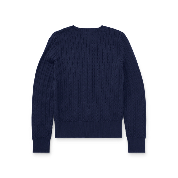 RL Navy Mini-Cable Cotton Cardigan Girls 7-16 2