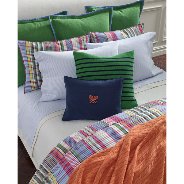 Coussin &agrave; rayures Toulon Ralph Lauren Home en Bottle Green/ Navy 6