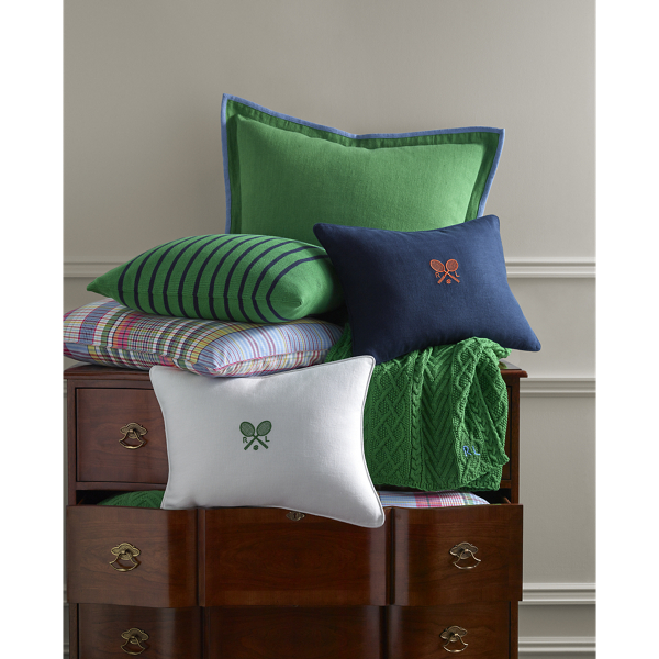 Coussin &agrave; rayures Toulon Ralph Lauren Home en Bottle Green/ Navy 7