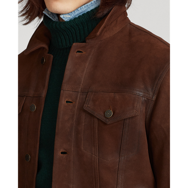 Cooper Brown Bonded Nubuck Trucker Jacket Polo Ralph Lauren 6