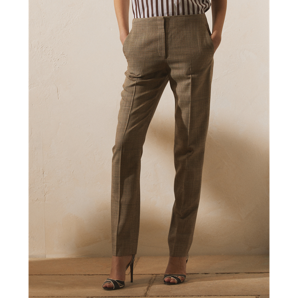 Brown/Cream Simone Glen Plaid Silk-Wool Trouser Ralph Lauren Collection 4