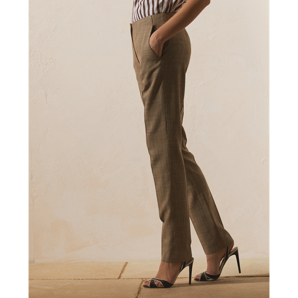 Brown/Cream Simone Glen Plaid Silk-Wool Trouser Ralph Lauren Collection 5