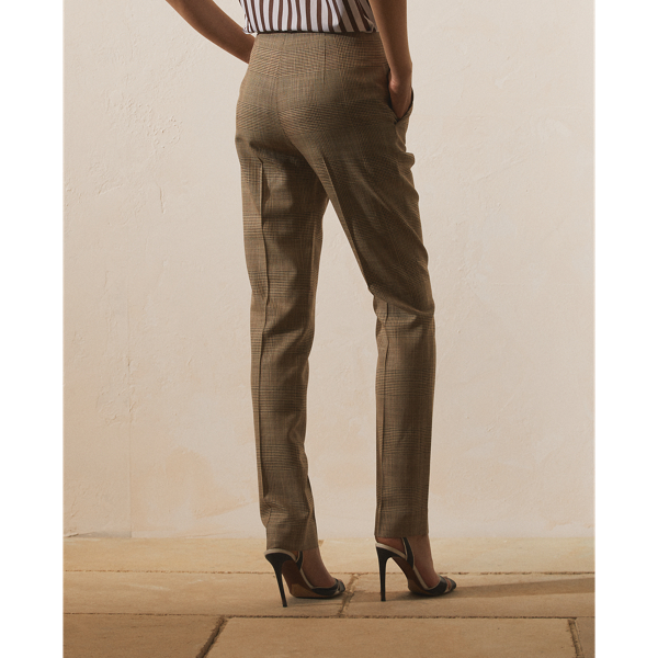 Brown/Cream Simone Glen Plaid Silk-Wool Trouser Ralph Lauren Collection 6