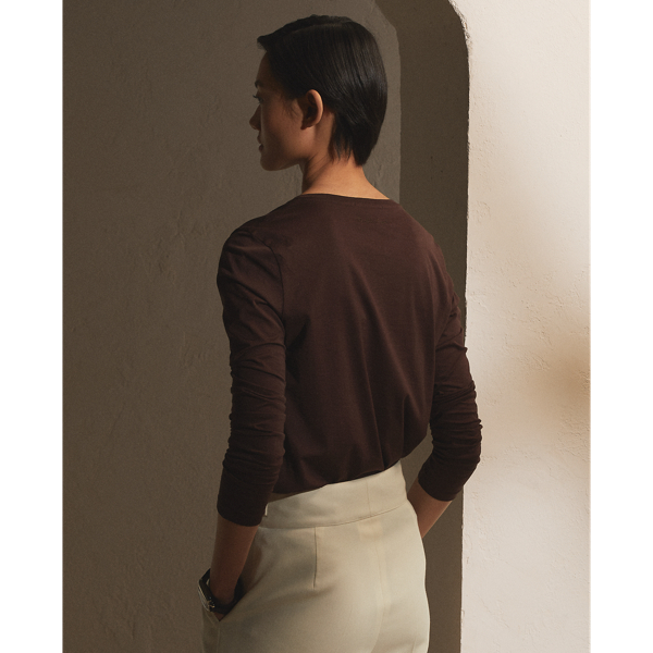 Bright Brown Cotton Jersey Long-Sleeve Shirt Ralph Lauren Collection 5