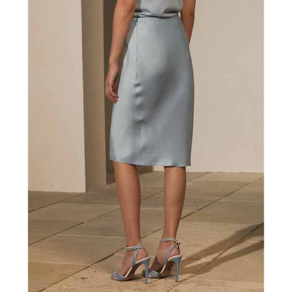 Light Blue Kaela Crepe-Back-Satin Skirt Ralph Lauren Collection 5