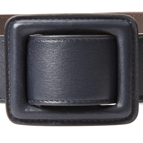 Trench-Buckle Calfskin Belt Ralph Lauren Collection em Marine Marine Navy 2