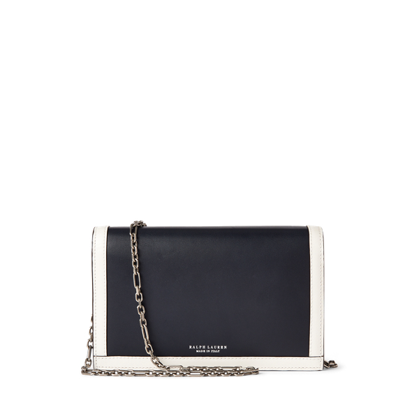 Marine Navy/Lux Cream Calfskin Hinge-Lock Chain Wallet Ralph Lauren Collection 2