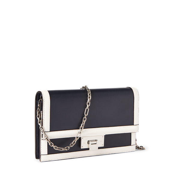 Marine Navy/Lux Cream Calfskin Hinge-Lock Chain Wallet Ralph Lauren Collection 3