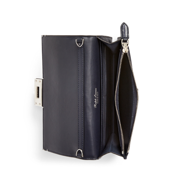 Marine Navy/Lux Cream Calfskin Hinge-Lock Chain Wallet Ralph Lauren Collection 4