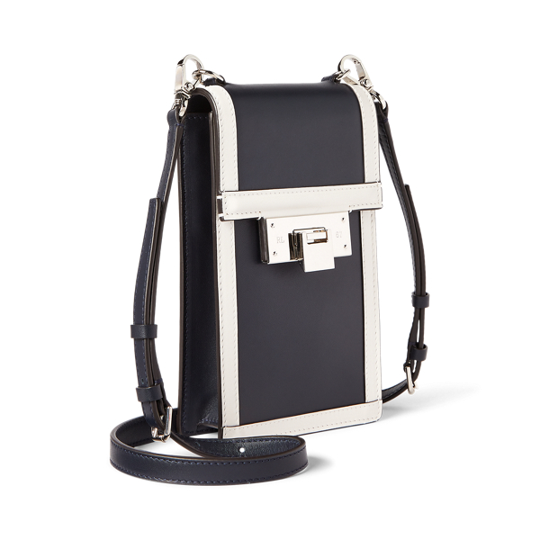 Marine Navy/Lux Cream Calfskin Hinge-Lock Crossbody Wallet Ralph Lauren Collection 3