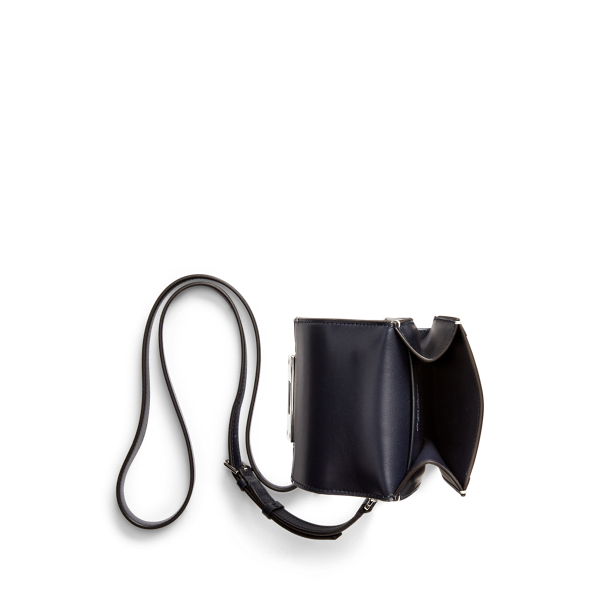 Marine Navy/Lux Cream Calfskin Hinge-Lock Crossbody Wallet Ralph Lauren Collection 4