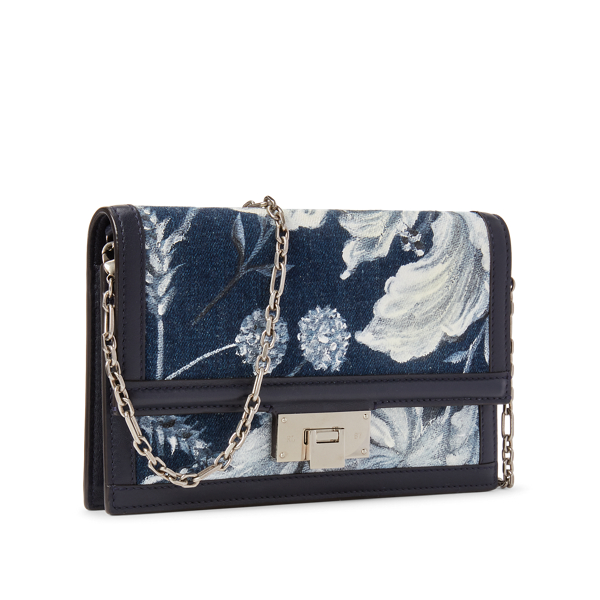 Midnight Floral Floral Denim Hinge-Lock Chain Wallet Ralph Lauren Collection 2