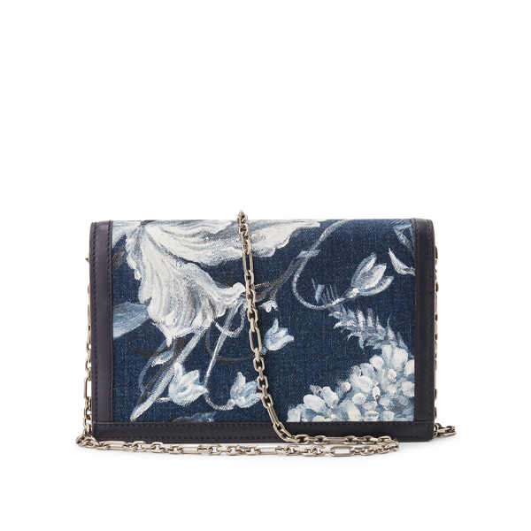 Midnight Floral Floral Denim Hinge-Lock Chain Wallet Ralph Lauren Collection 3