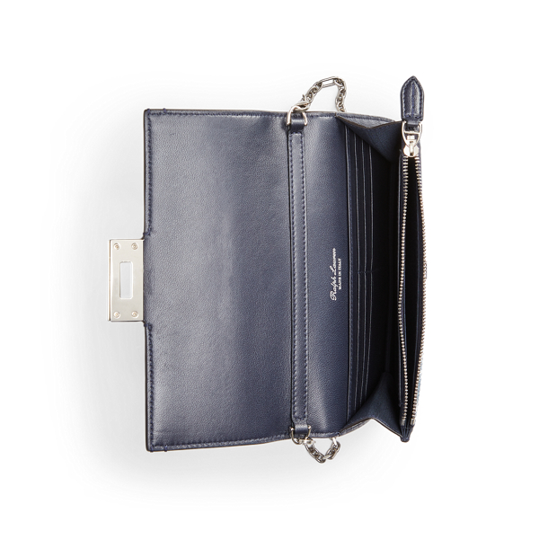 Midnight Floral Floral Denim Hinge-Lock Chain Wallet Ralph Lauren Collection 4
