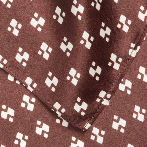 Brown/White Art Deco Silk Charmeuse Square Scarf Ralph Lauren Collection 3