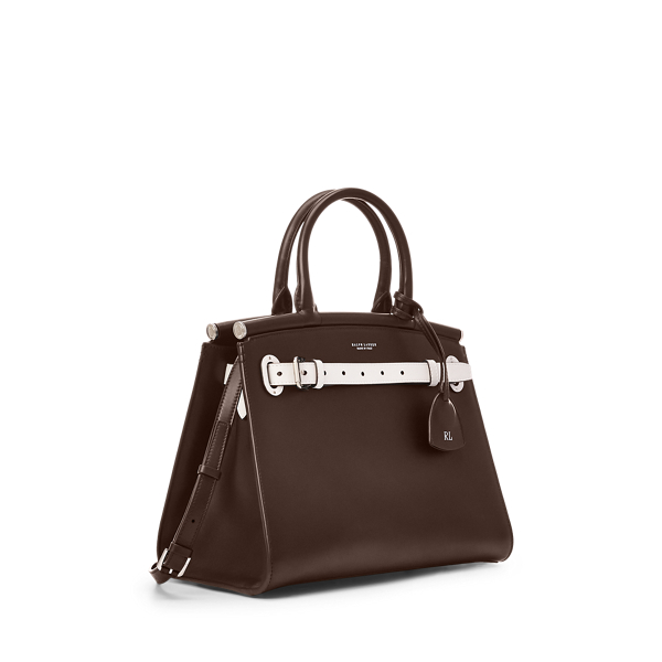 Chocolate/Lux Cream RL50 Calfskin Medium Bag Ralph Lauren Collection 3